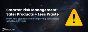 A vibrant galaxy background featuring a large yellow triangular warning icon with an exclamation mark, representing smarter medical device risk management and ISO 14971 compliance.